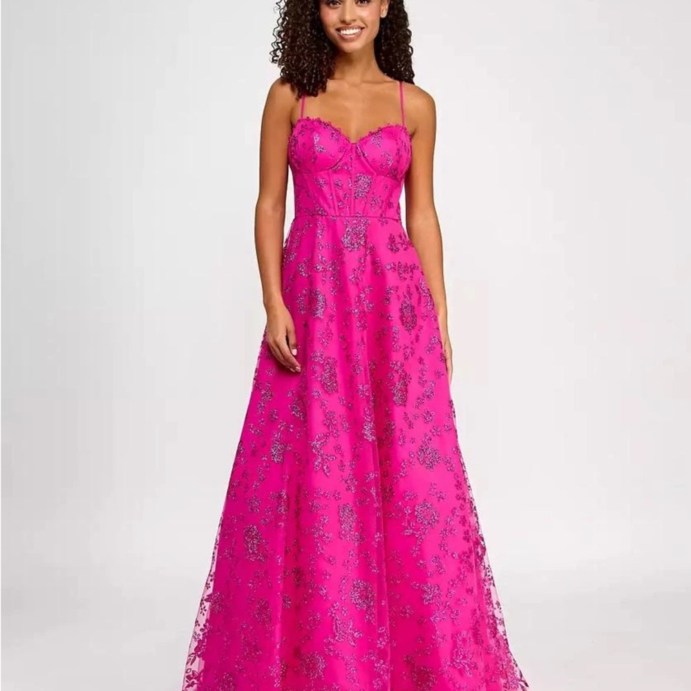 B Darlin Vibrant Pink Maxi Dress